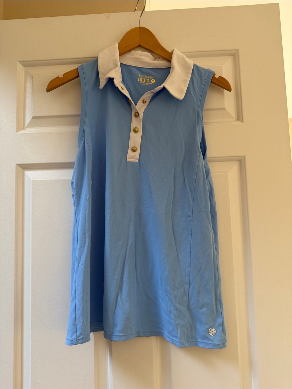 Lilly Pulitzer Light Blue Sleeveless Polo Tank with White Collar